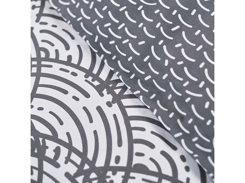 Parure de lit double "Sunshine" Gris et Blanc 220x240cm - 100% Coton Imprimé