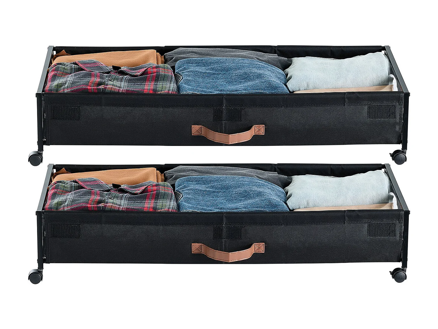 Aufbewahrungstaschen SucceBuy unterm Bett mit Rollen, Schuhorganizer unterm Bett 2 Stück 91,5 x 46 x 18,5 cm, mit Transparentem Deckel