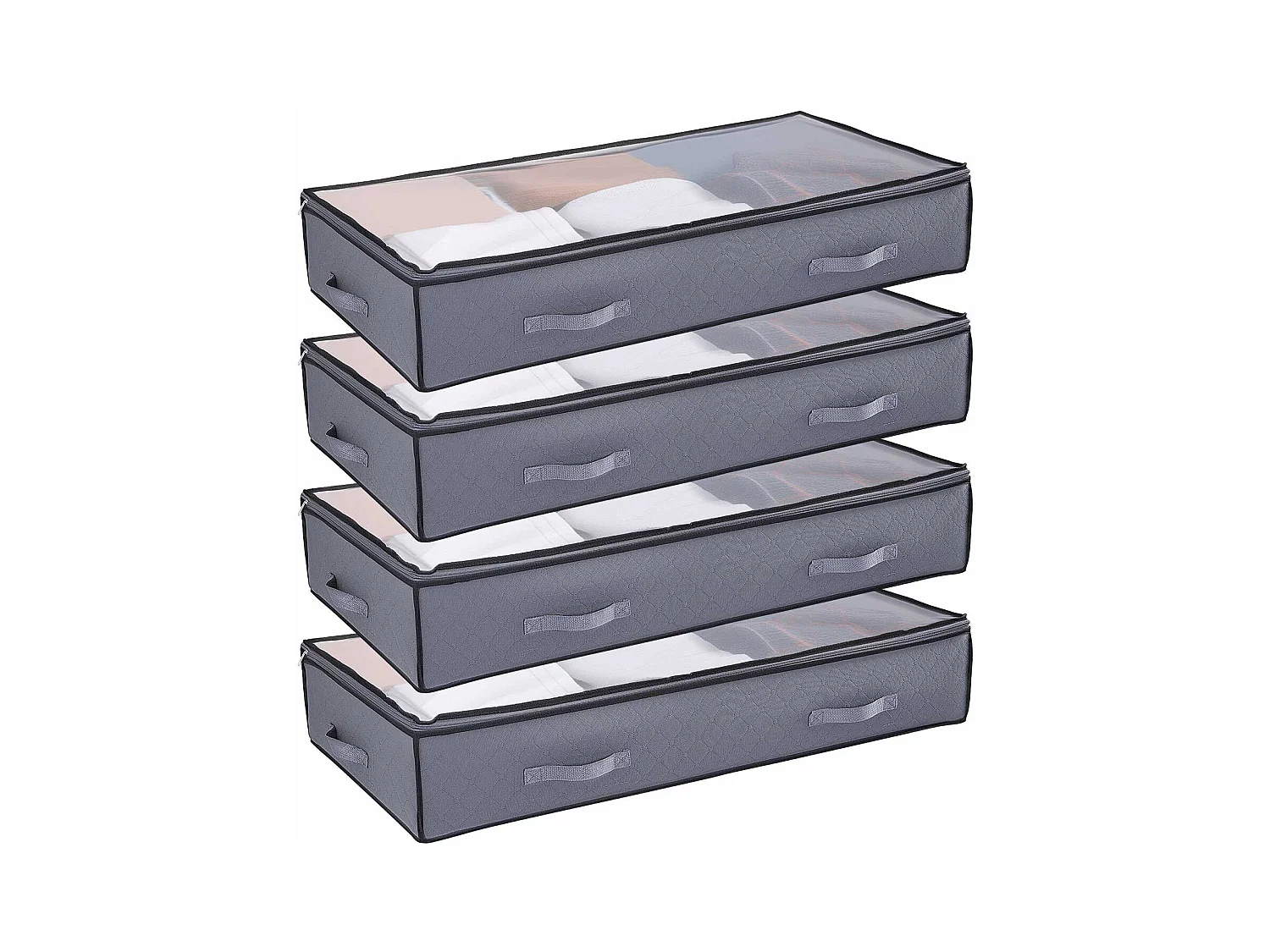 Sacs de Rangement SucceBuy sous Lit 4 Pièces 90 L, Organisateur de Chaussures sous le Lit avec Couvercles Transparents, Boîte de Rangement pour Vêtements