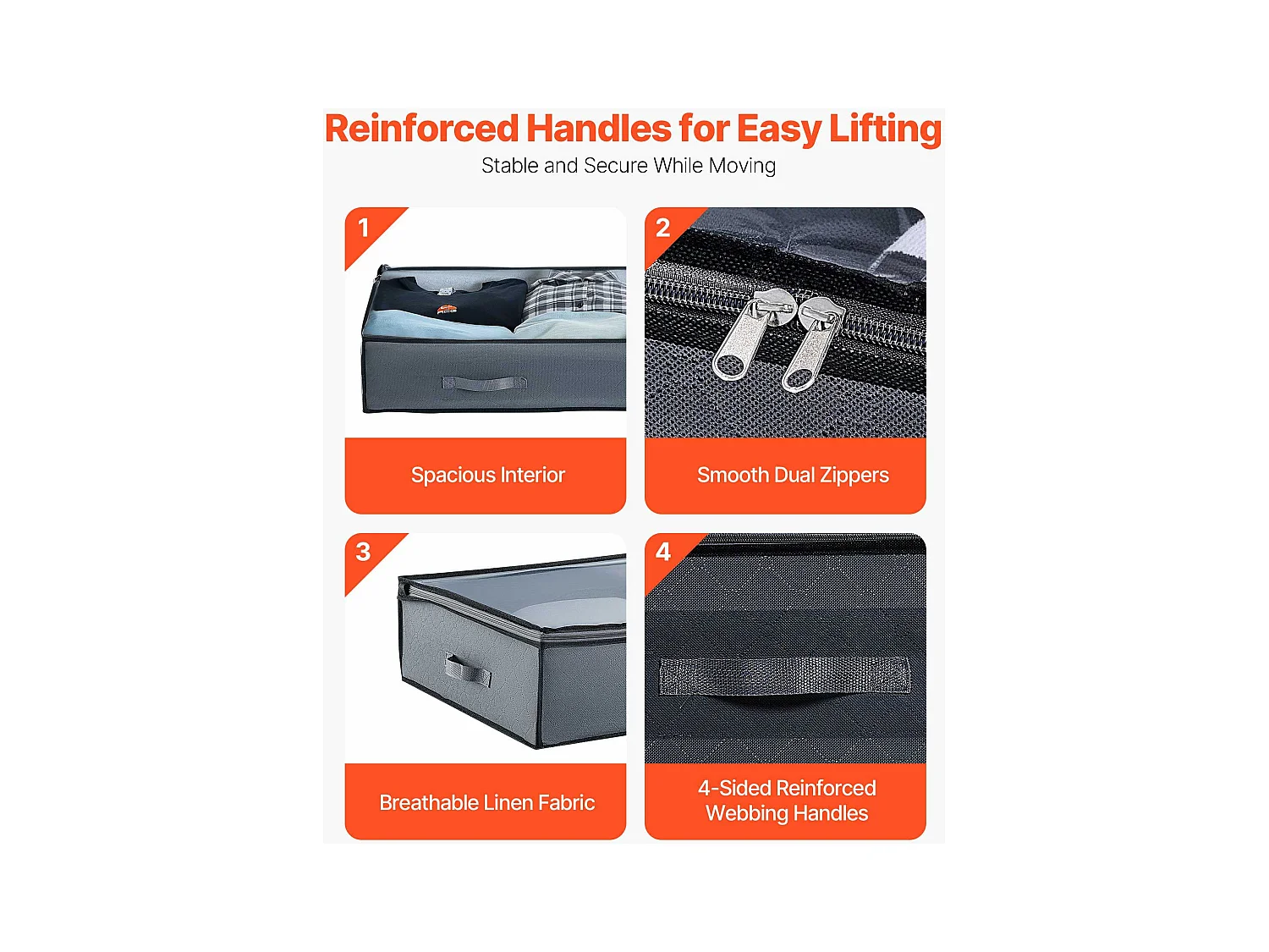 Sacs de Rangement SucceBuy sous Lit 4 Pièces 90 L, Organisateur de Chaussures sous le Lit avec Couvercles Transparents, Boîte de Rangement pour Vêtements