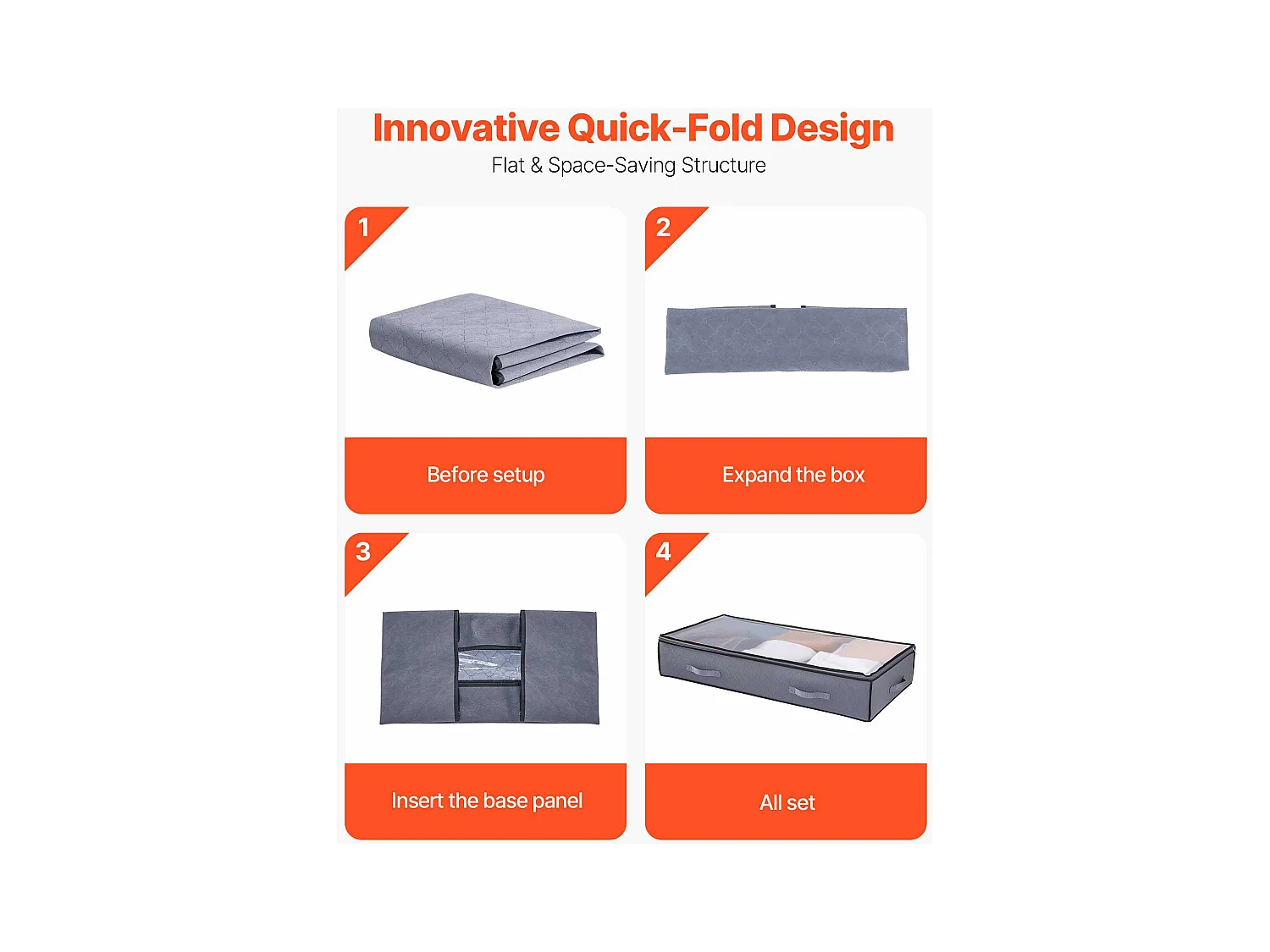 Sacs de Rangement SucceBuy sous Lit 4 Pièces 90 L, Organisateur de Chaussures sous le Lit avec Couvercles Transparents, Boîte de Rangement pour Vêtements
