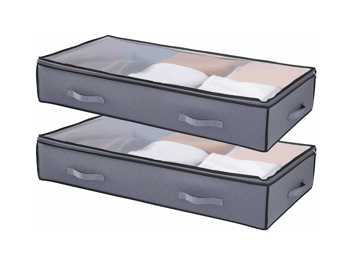 Sacs de Rangement SucceBuy sous Lit 4 Pièces 90 L, Organisateur de Chaussures sous le Lit avec Couvercles Transparents, Boîte de Rangement pour Vêtements