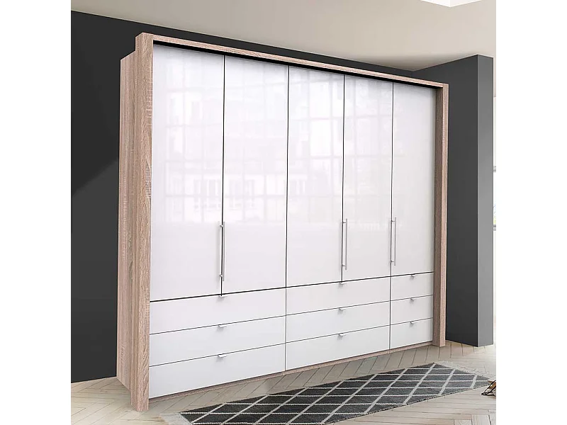 XL Kleiderschrank in Weiß Eiche Sägerau