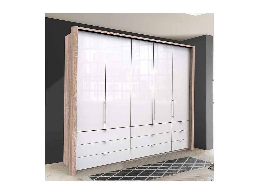 XL Kleiderschrank in Weiß Eiche Sägerau