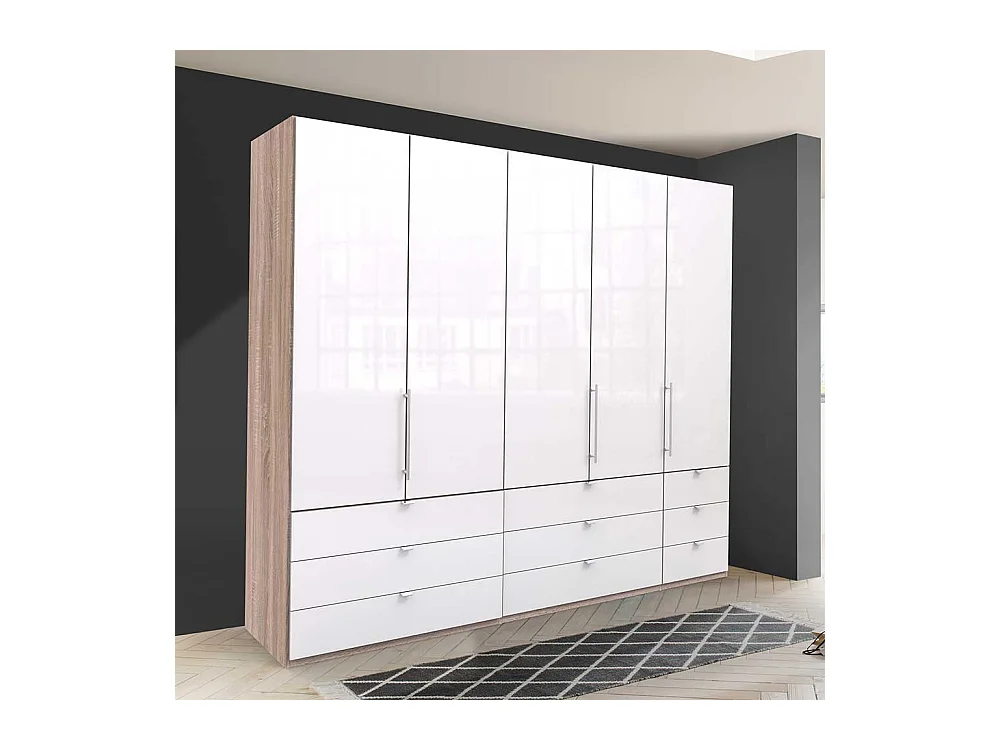 XL Kleiderschrank in Weiß Eiche Sägerau