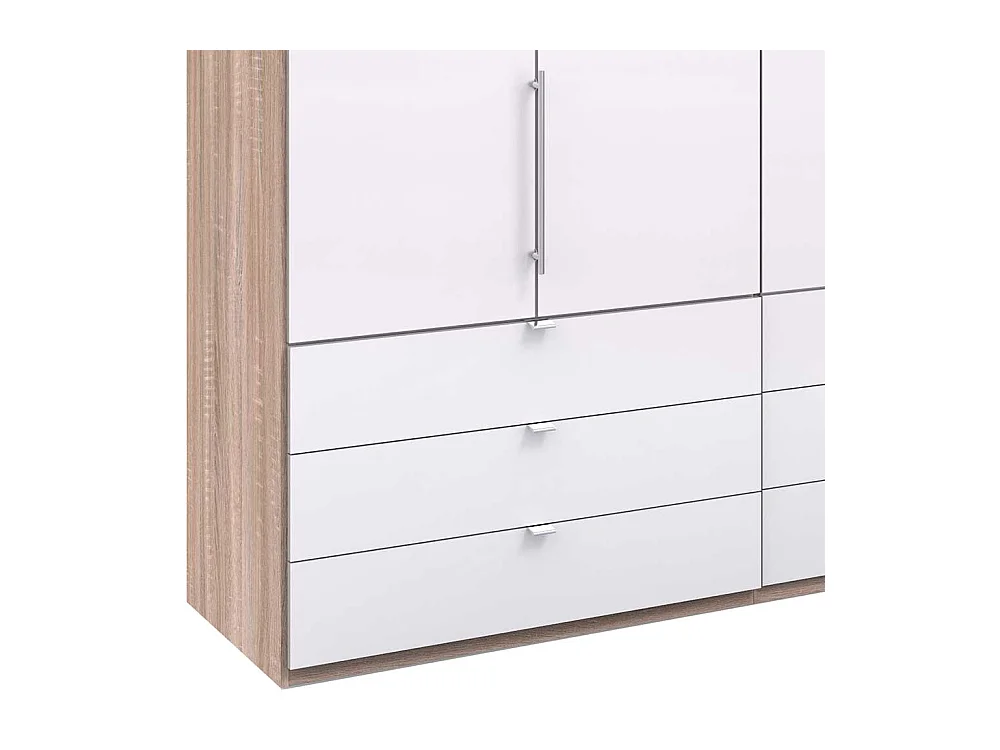 XL Kleiderschrank in Weiß Eiche Sägerau