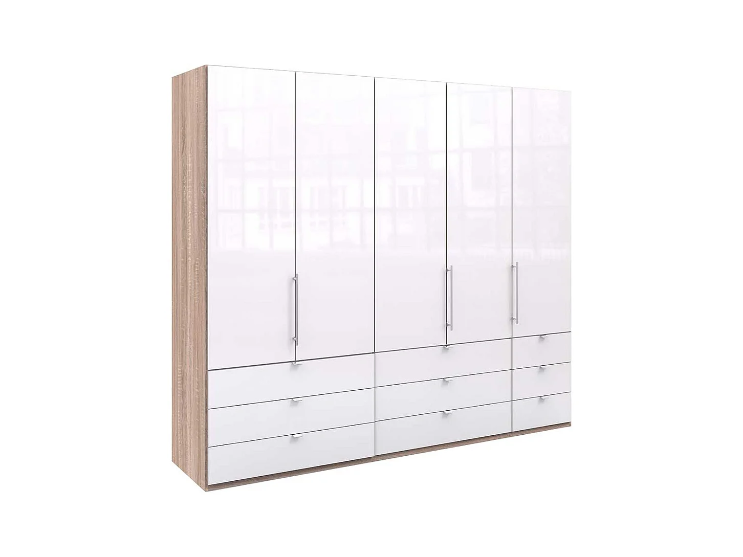 XL Kleiderschrank in Weiß Eiche Sägerau