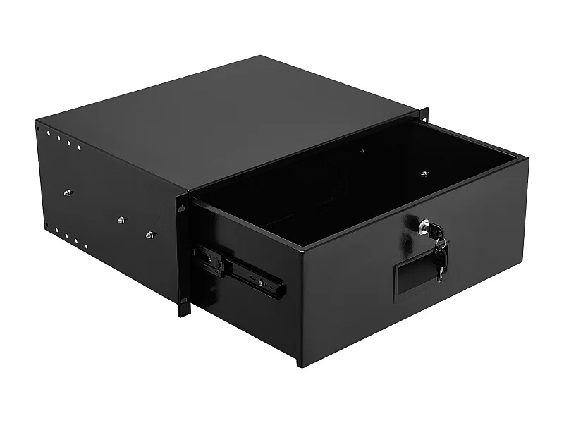 Szuflada Rack 4U SucceBuy, Szuflada Rackowalna Blokowalna, Obciążenie 22,68 kg, Głębokość 35cm, z Otworami do Zarządzania Kablem, Szerokość Montażu 48.2 cm