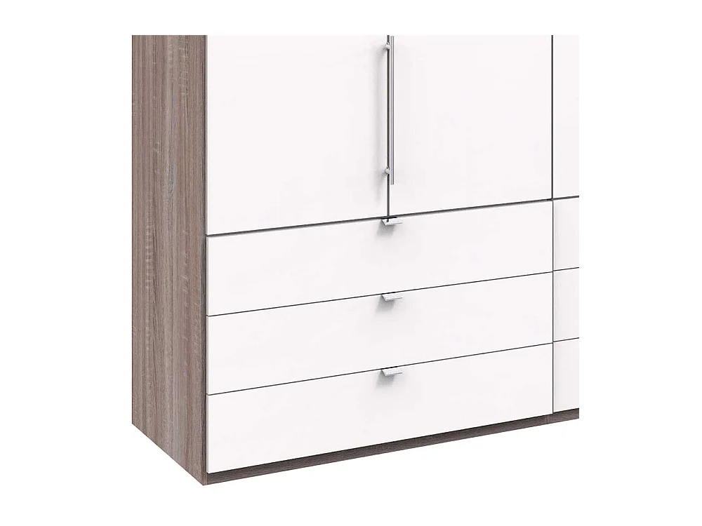 Falttüren Kleiderschrank in Weiß Eiche Trüffelfarben