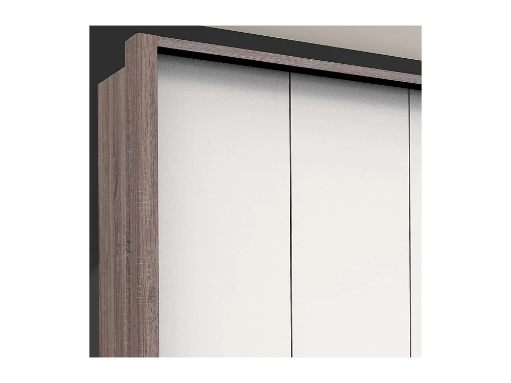 Falttüren Kleiderschrank in Weiß Eiche Trüffelfarben