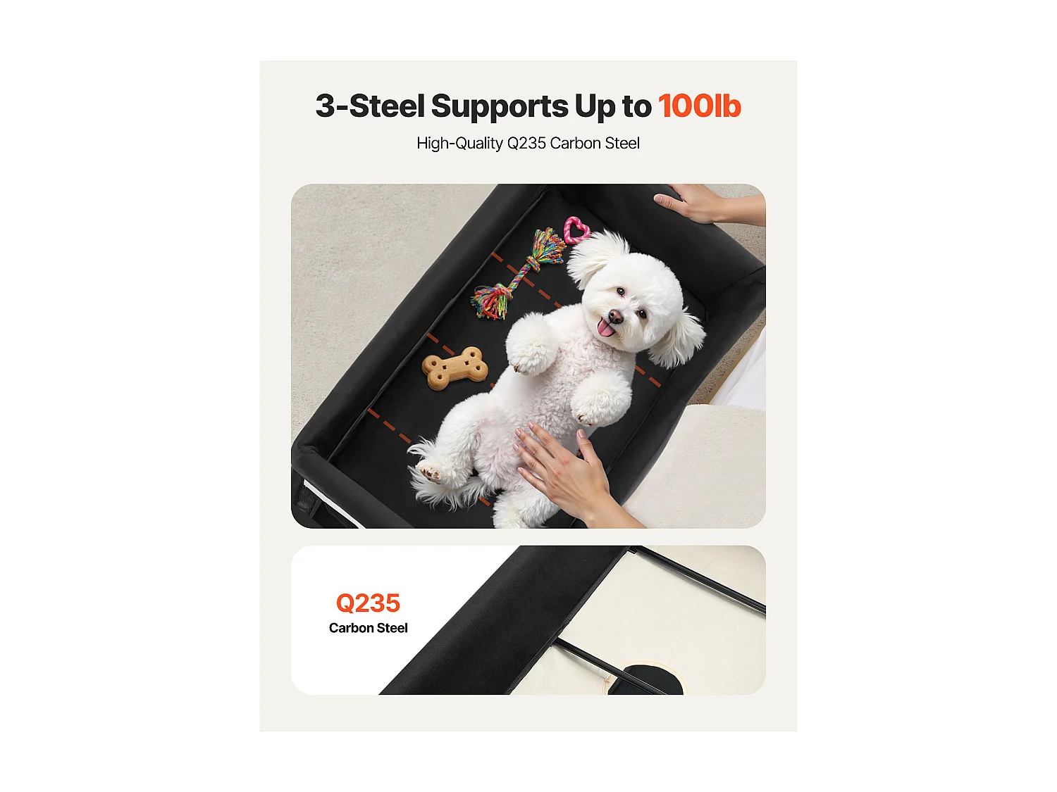 Lit Surélevé pour Chiens Chats SucceBuy, Lit de Camp pour Animaux de Compagnie Pliable, Panier Chiens en Tissu Oxford 600D et Velours Hollandais