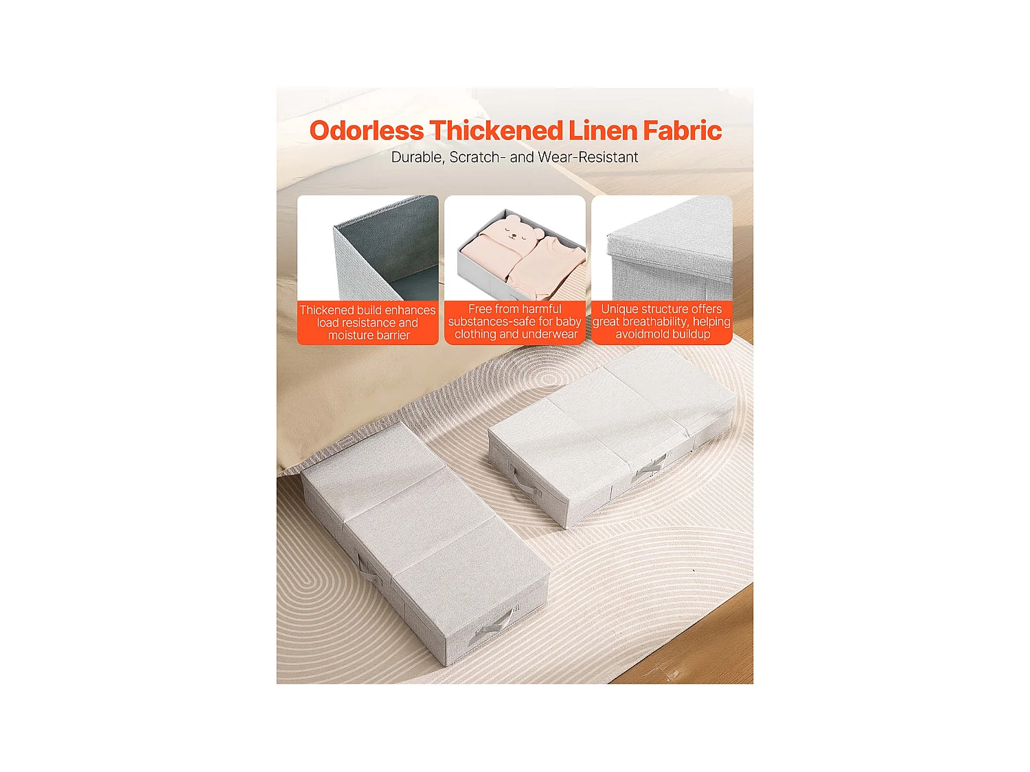 Sacs de Rangement SucceBuy sous Lit 2 Pièces de 48 L, Organisateur de Chaussures sous le Lit de 80,5x40,5x15,5 cm, Boîte de Rangement pour Vêtements