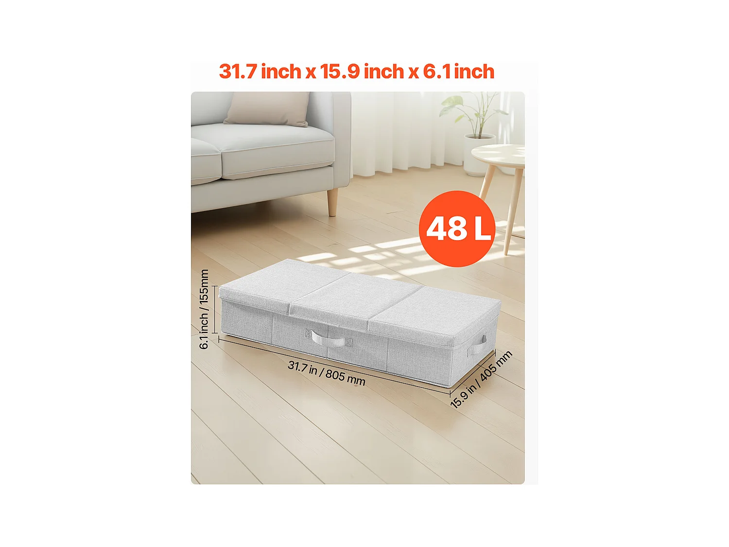 Sacs de Rangement SucceBuy sous Lit 2 Pièces de 48 L, Organisateur de Chaussures sous le Lit de 80,5x40,5x15,5 cm, Boîte de Rangement pour Vêtements