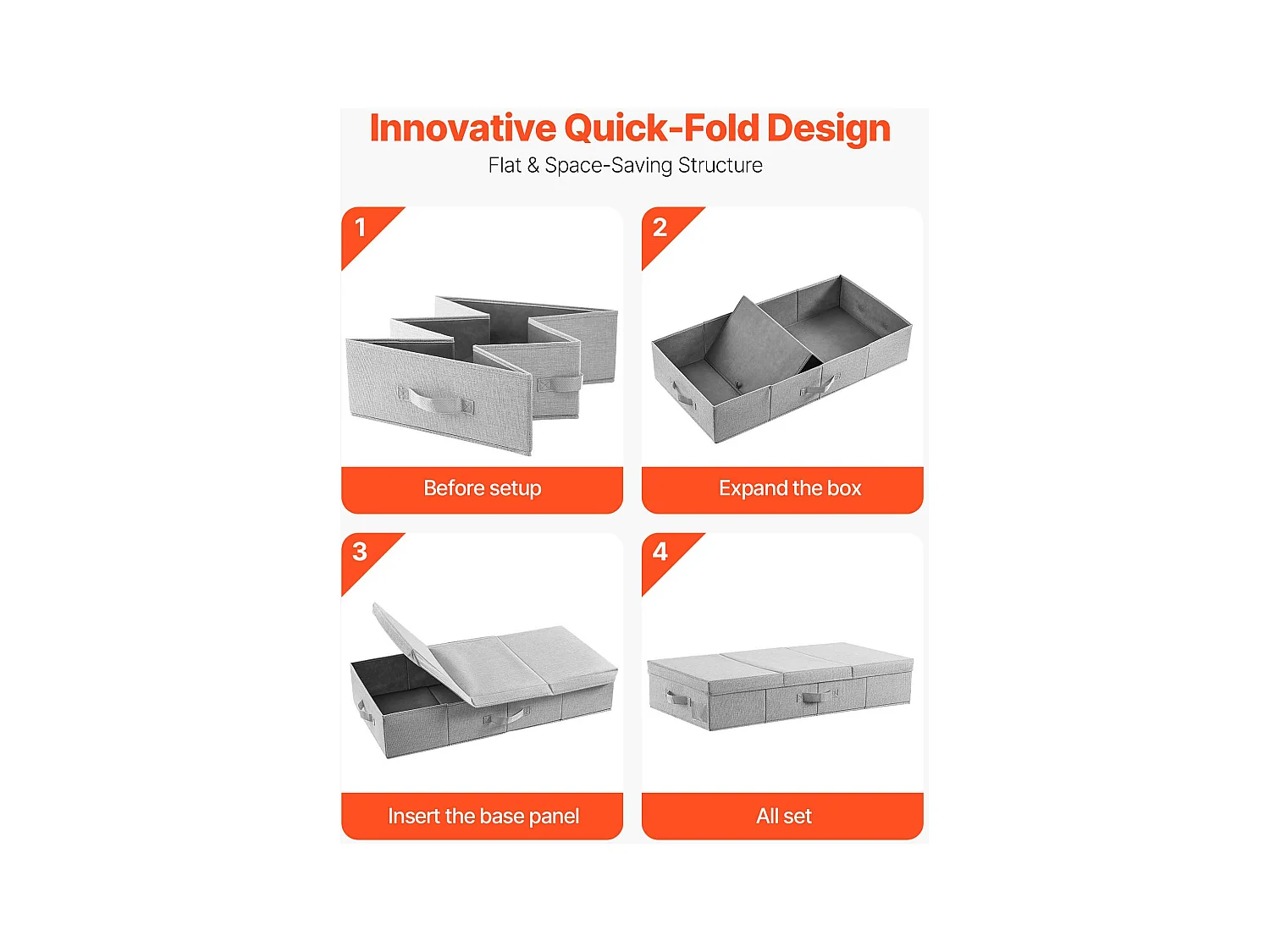Sacs de Rangement SucceBuy sous Lit 2 Pièces de 48 L, Organisateur de Chaussures sous le Lit de 80,5x40,5x15,5 cm, Boîte de Rangement pour Vêtements
