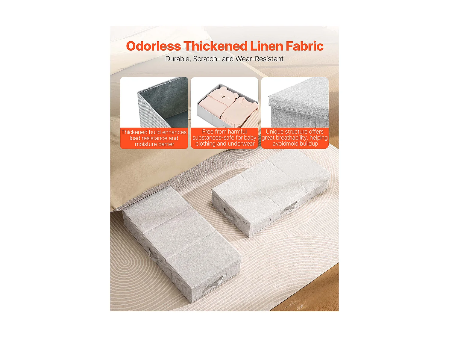 Sacs de Rangement SucceBuy sous Lit 2 Pièces de 48 L, Organisateur de Chaussures sous le Lit de 80,5x40,5x15,5 cm, Boîte de Rangement pour Vêtements