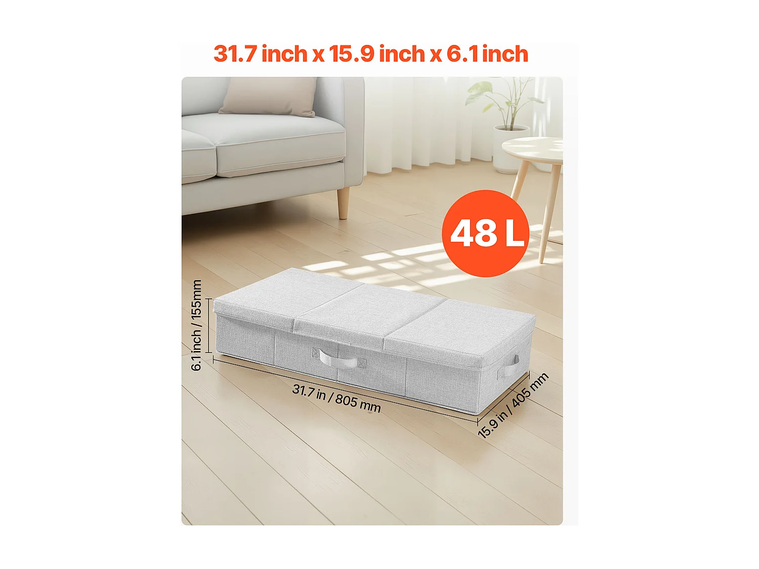 Sacs de Rangement SucceBuy sous Lit 2 Pièces de 48 L, Organisateur de Chaussures sous le Lit de 80,5x40,5x15,5 cm, Boîte de Rangement pour Vêtements