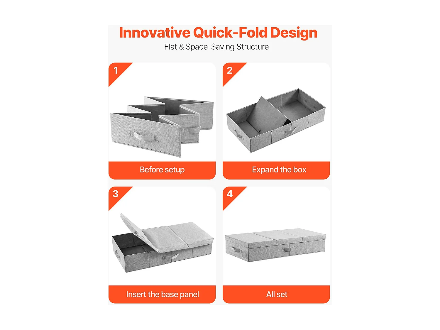 Sacs de Rangement SucceBuy sous Lit 2 Pièces de 48 L, Organisateur de Chaussures sous le Lit de 80,5x40,5x15,5 cm, Boîte de Rangement pour Vêtements