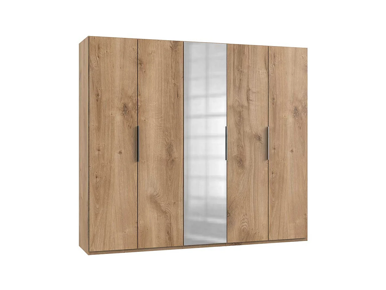5-türiger Kleiderschrank in Plankeneiche Holzoptik Spiegeltür