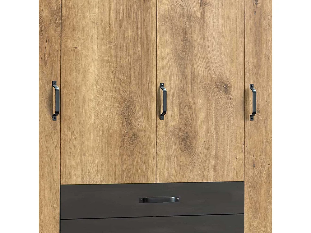 4-türiger Kleiderschrank mit drei Schubladen Industry und Loft Stil