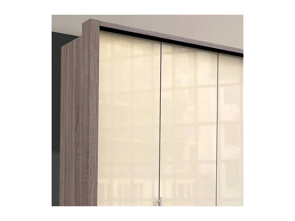 Falttüren Kleiderschrank mit vier Schubladen glasbeschichtet