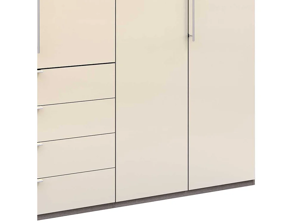 Falttüren Kleiderschrank mit vier Schubladen glasbeschichtet