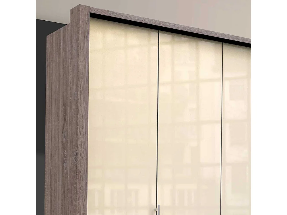 Falttüren Kleiderschrank mit vier Schubladen glasbeschichtet