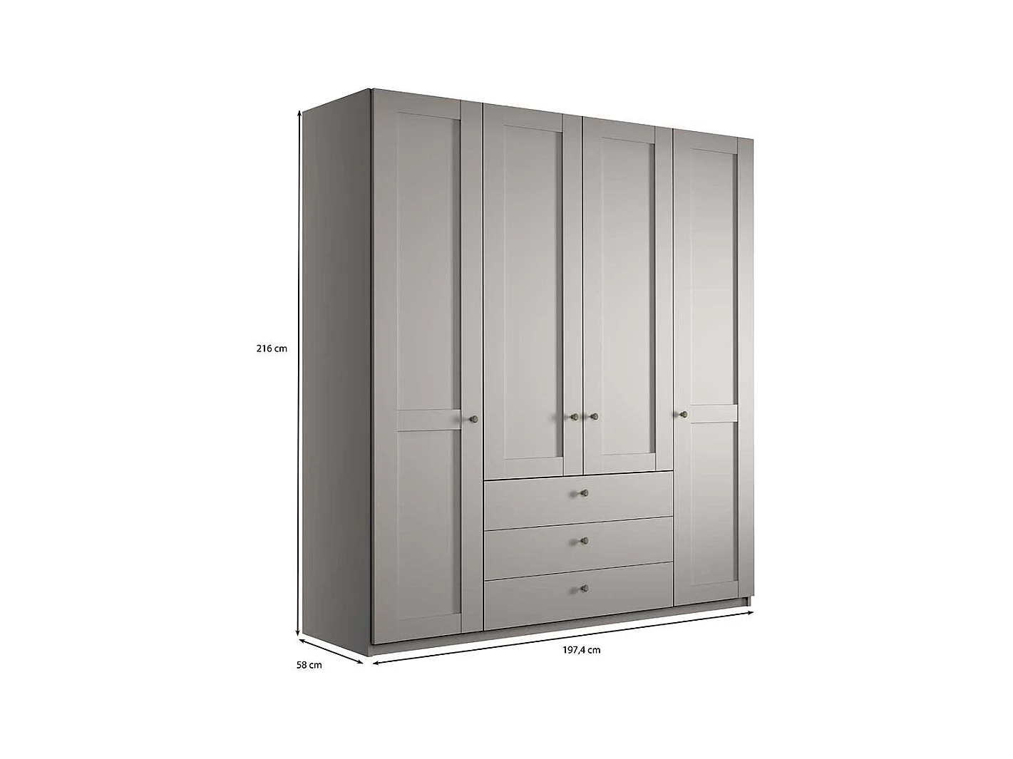 Kleiderschrank Hellgrau im Landhausstil Made in Germany