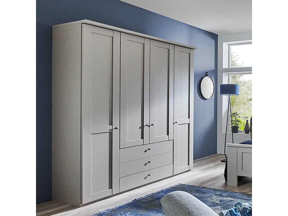 Kleiderschrank Hellgrau im Landhausstil Made in Germany