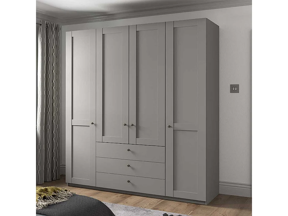 Kleiderschrank Hellgrau im Landhausstil Made in Germany