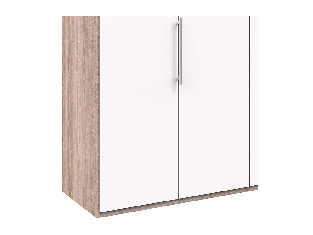 Gleittüren Kleiderschrank in Weiß und Eiche Sägerau foliert