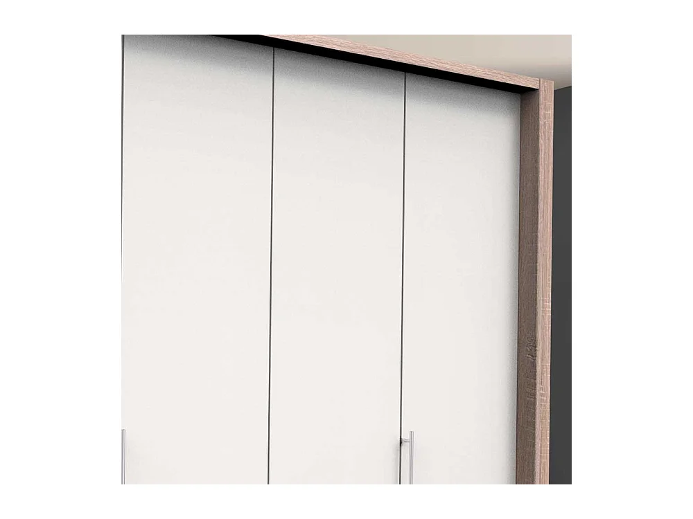 Gleittüren Kleiderschrank in Weiß und Eiche Sägerau foliert