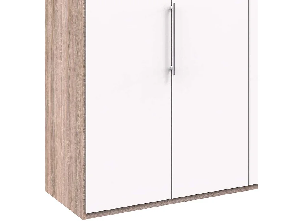 Gleittüren Kleiderschrank in Weiß und Eiche Sägerau foliert