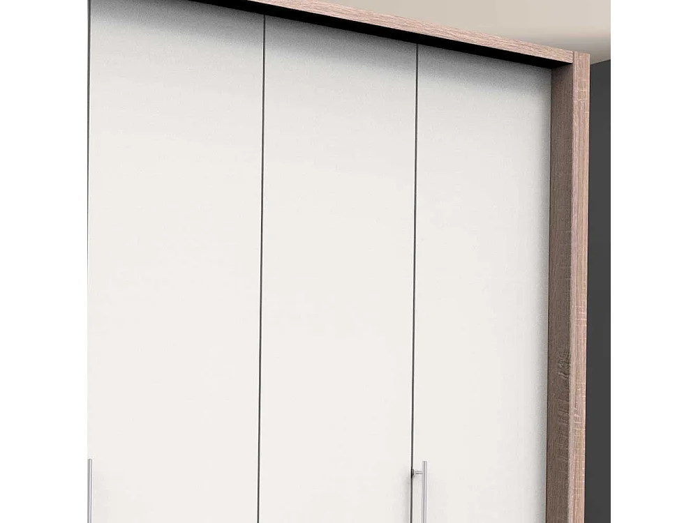 Gleittüren Kleiderschrank in Weiß und Eiche Sägerau foliert