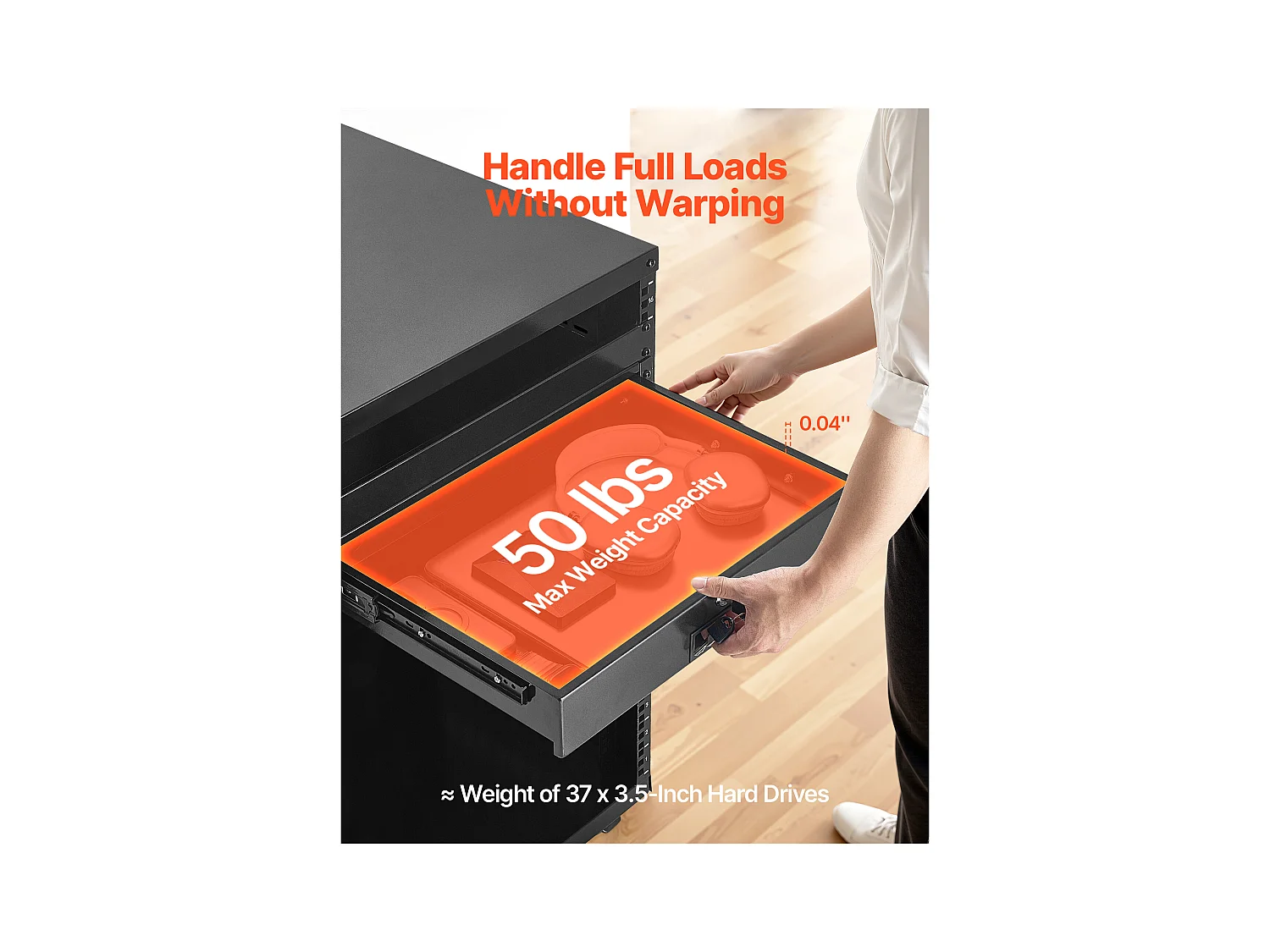 Tiroir Rack 2U SucceBuy, Tiroir Rackable Verrouillable, Charge 22,68 kg, Profondeur 35cm, avec Trous de Gestion Câble, Largeur de Montage 48.2 cm