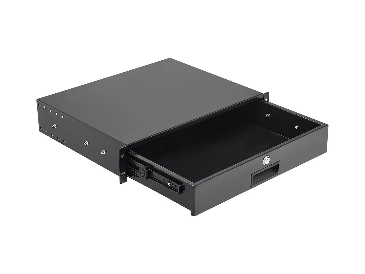 Tiroir Rack 2U SucceBuy, Tiroir Rackable Verrouillable, Charge 22,68 kg, Profondeur 35cm, avec Trous de Gestion Câble, Largeur de Montage 48.2 cm