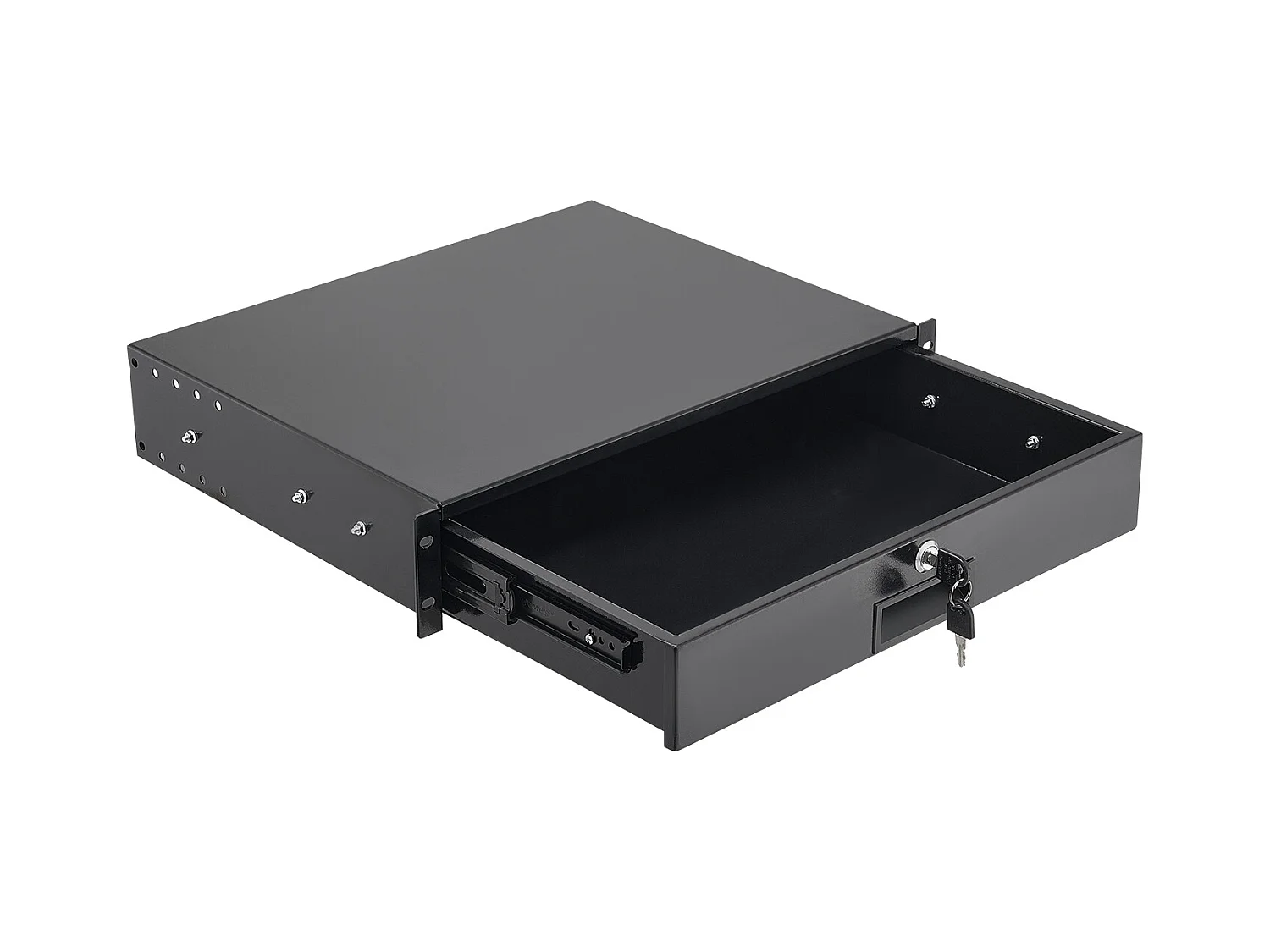 Schublade Rack 2U SucceBuy, Schublade Rackbar Verriegelbar, Belastung 22,68 kg, Tiefe 35cm, mit Löchern für Kabelmanagement, Montagebreite 48.2 cm