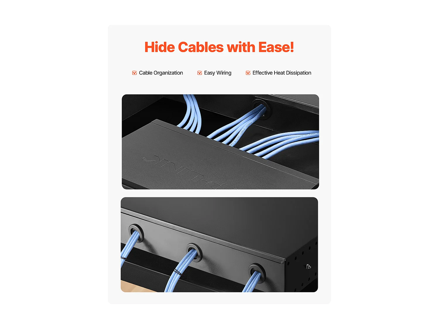 Tiroir Rack 2U SucceBuy, Tiroir Rackable Verrouillable, Charge 22,68 kg, Profondeur 35cm, avec Trous de Gestion Câble, Largeur de Montage 48.2 cm