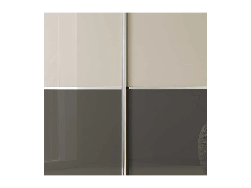 Schwebetürenschrank in Creme Weiß und Braun 300 cm breit