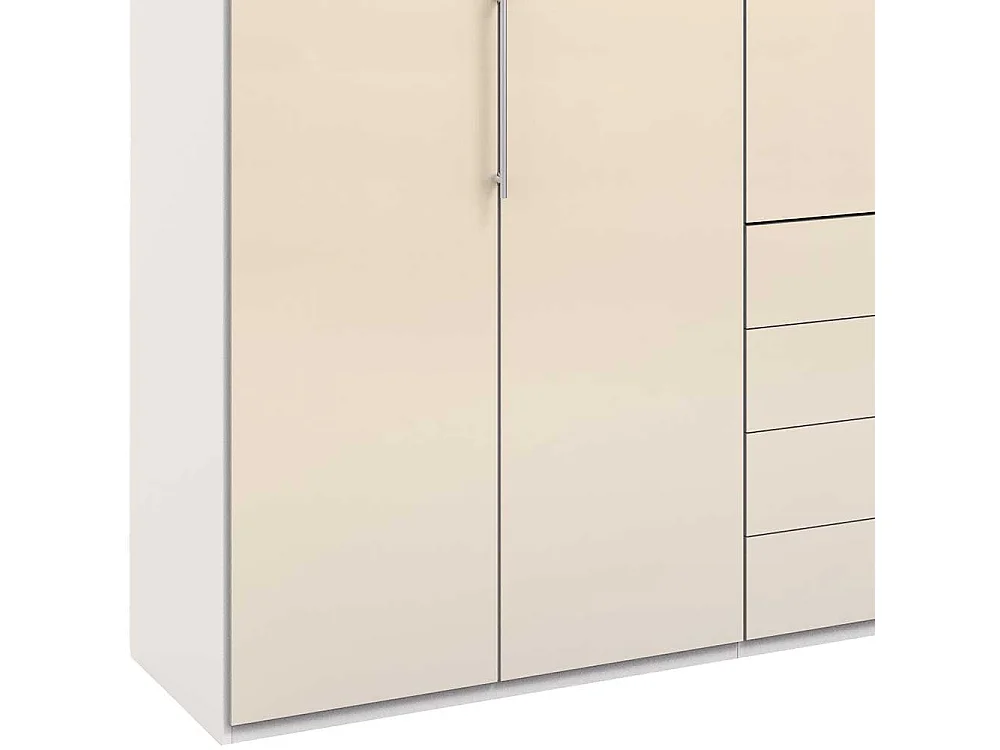 Falttürenschrank in Creme Weiß Glas beschichtet Made in Germany