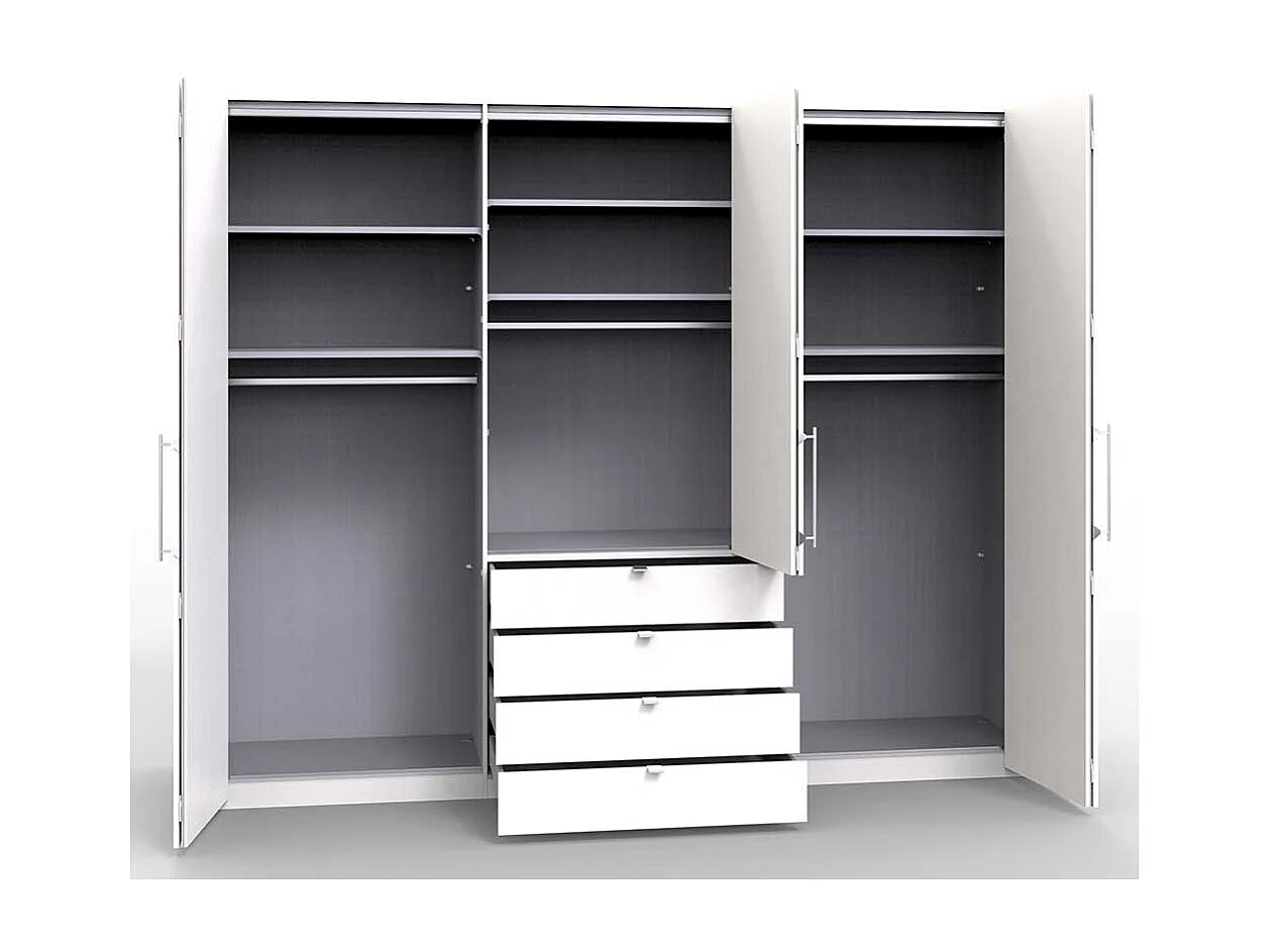 Falttürenschrank in Creme Weiß Glas beschichtet Made in Germany