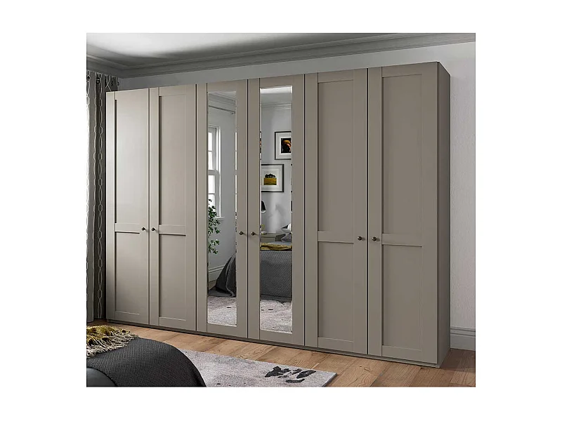 Hellgrauer XL Kleiderschrank im modernen Landhausstil 300 cm breit