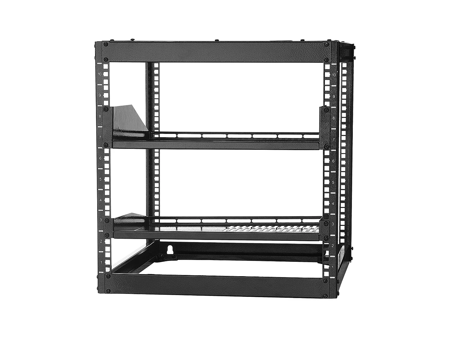 Rack de Serveur SucceBuy à Cadre Ouvert 10U Support de Réseau Autoportant ou Mural, Profondeur 58.5 cm, avec Étagères Ventilées, Matériel de Montage