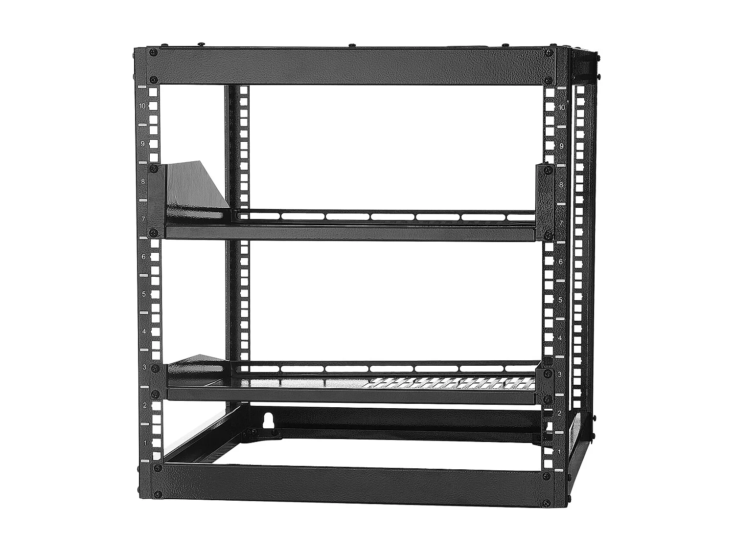 Rack de Serveur SucceBuy à Cadre Ouvert 10U Support de Réseau Autoportant ou Mural, Profondeur 58.5 cm, avec Étagères Ventilées, Matériel de Montage