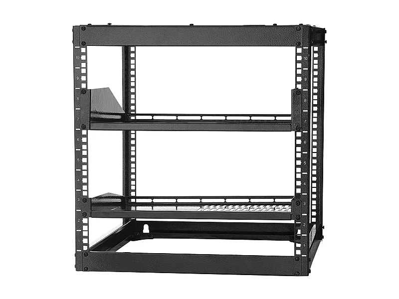 Rack voor Server SucceBuy naar Open Frame 10U Support voor Netwerk Zelfdragend of Wand, Diepte 58.5 cm, met Geventileerde Planken, Montagemateriaal