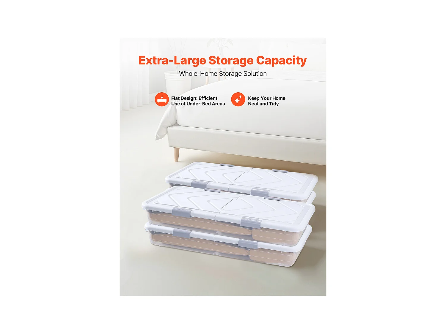 Sacs de Rangement SucceBuy sous Lit avec Roulettes, Organisateur de Chaussures sous le Lit 80,5x39,6x17,5 cm, Boîte de Rangement avec Couvercle