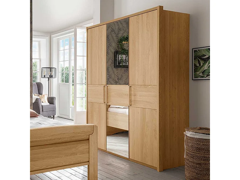 Drehtürschrank aus Eiche teilmassiv Spiegel