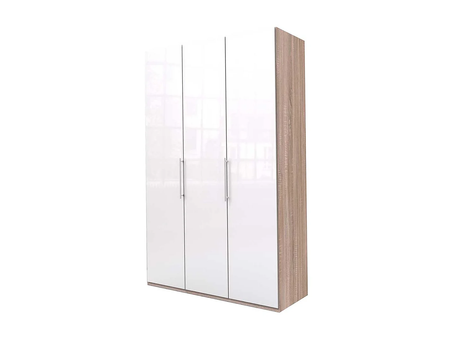 Zweifarbiger Kleiderschrank mit Türen Weiß und Eiche Sägerau