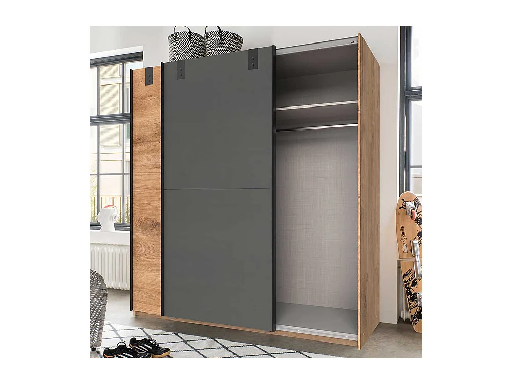 Schiebetürenschrank Schlafzimmer im Industry und Loft Stil 180 cm breit