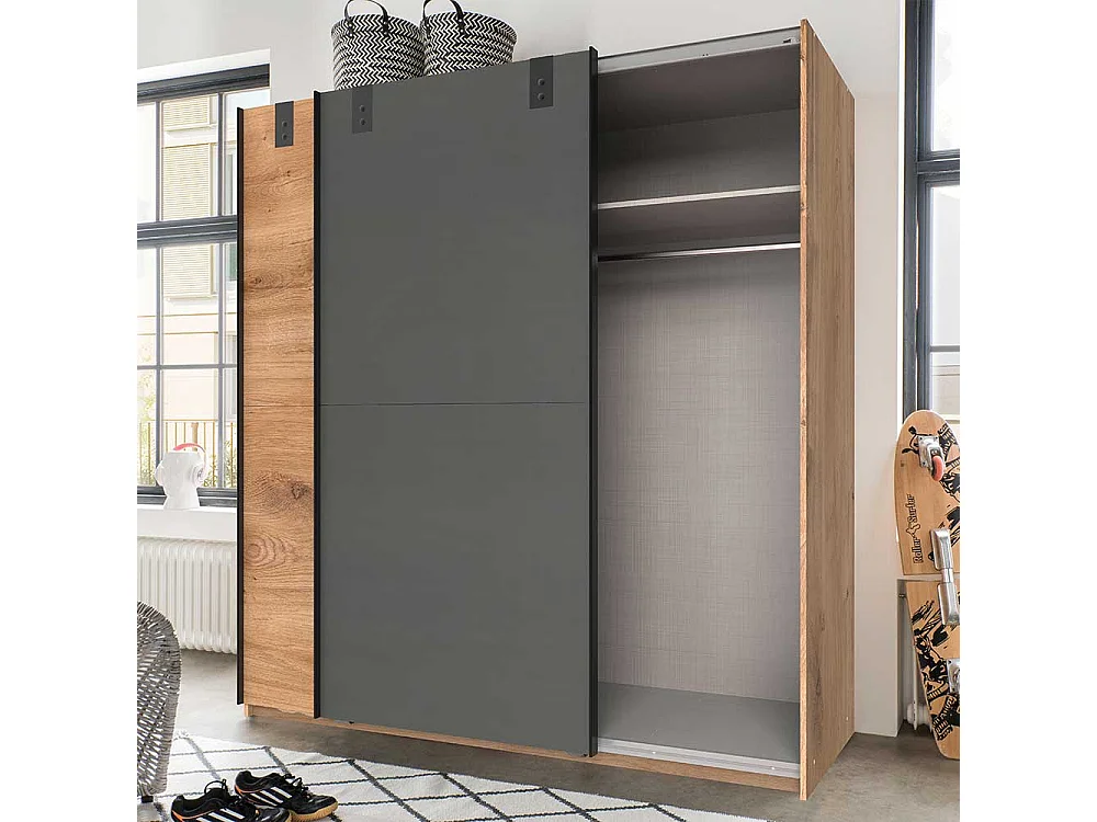 Schiebetürenschrank Schlafzimmer im Industry und Loft Stil 180 cm breit