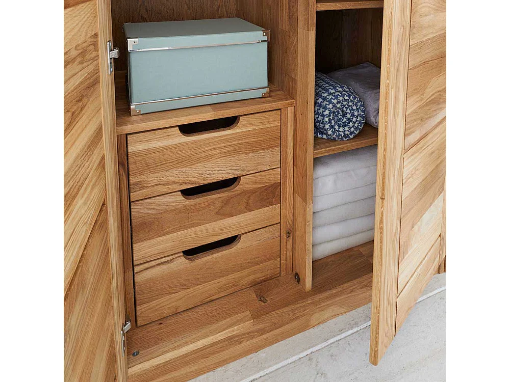 Schlafzimmerschrank mit 2 Türen Wildeiche Massivholz